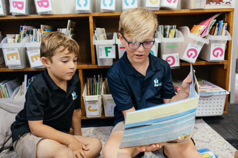 Mariners Christian School young boys reading